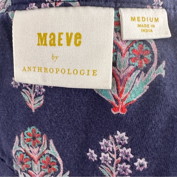 Maeve by Anthropologie Floral V-Neck Button Front Top Medium - Picture 5 of 9